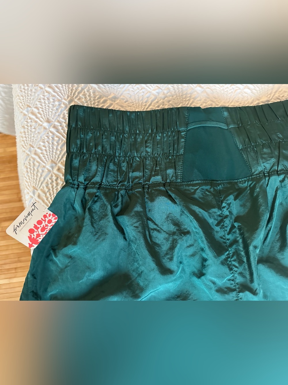 FP Movement by Free People Deep Green Smocked Waist Athletic Shorts - Picture 12 of 12